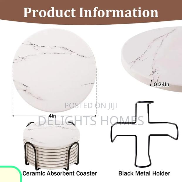 6 PCS Marble Style Ceramic Coasters _Elk - thumbnail 3