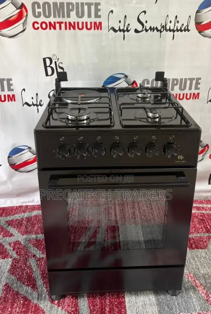 BJS 4 Burner Gas Cooker With Oven – Black