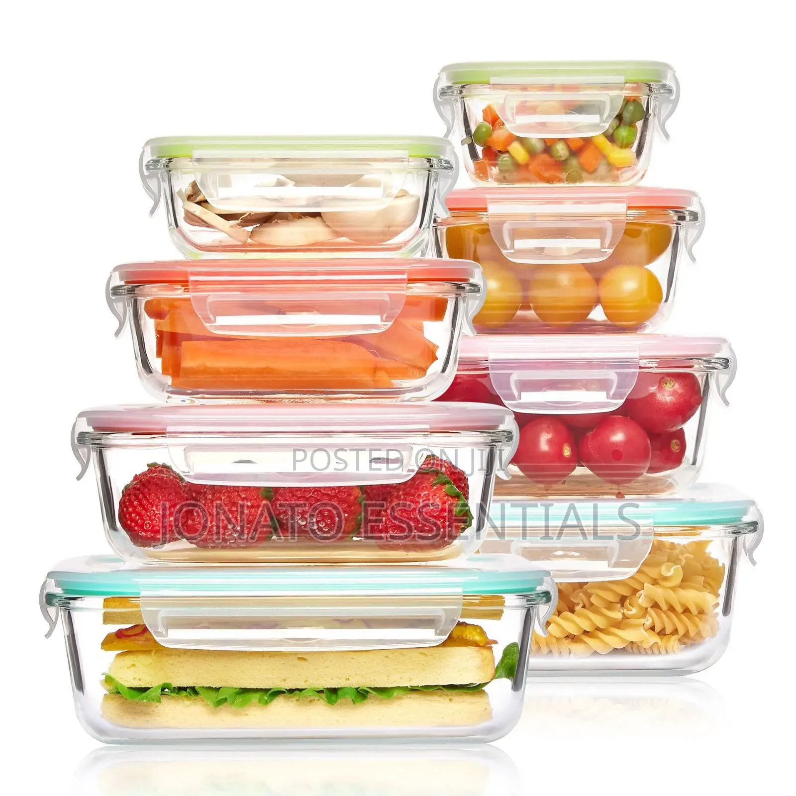 Glass Food Storage Containers Airtight Microwave Safe 8pcs Set