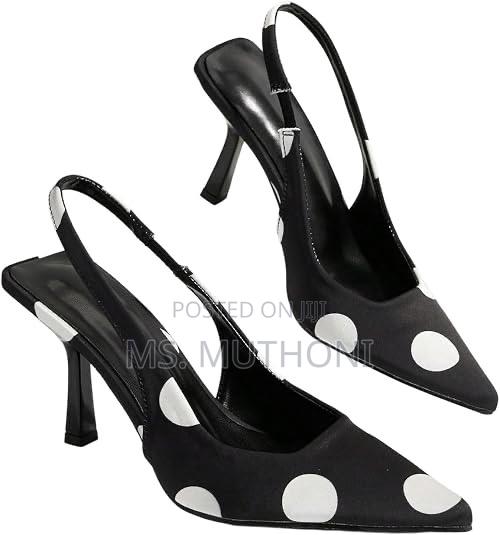 Classy Polka Dot Slingback Kitten Heels Size 37-42 - thumbnail 2