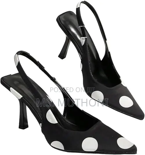 Classy Polka Dot Slingback Kitten Heels Size 37-42