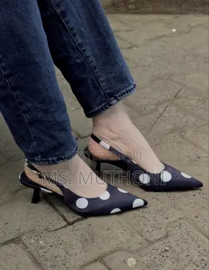 Classy Polka Dot Slingback Kitten Heels Size 37-42