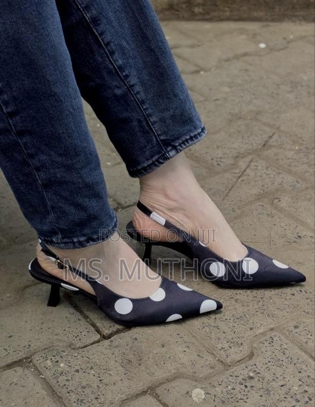 Classy Polka Dot Slingback Kitten Heels Size 37-42 - thumbnail 3