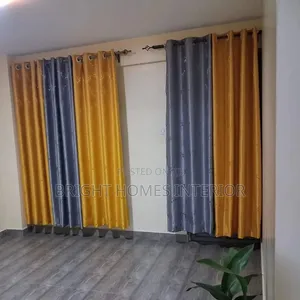 Beautiful Mastered Yellow and Dark Grey Blended Curtain