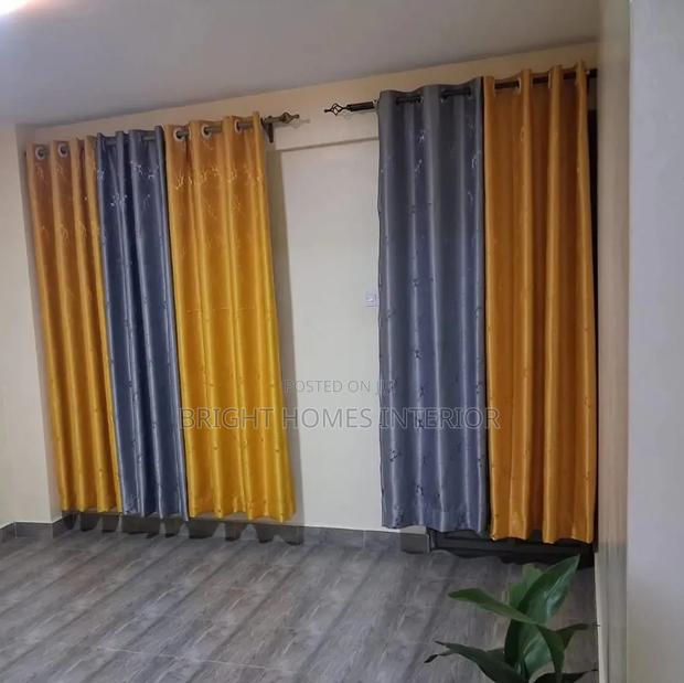Beautiful Mastered Yellow and Dark Grey Blended Curtain