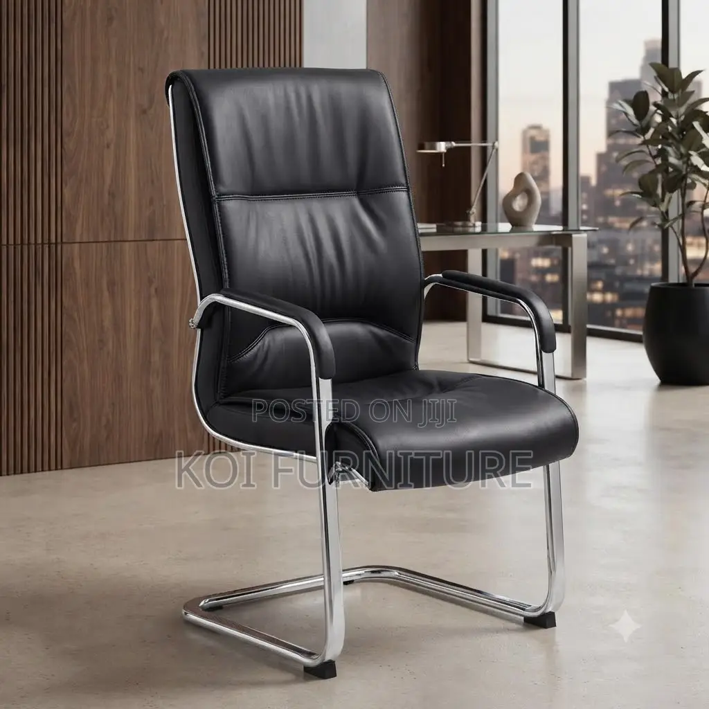 Office Chairs; Leather Office Visotors Chair With Sledding Legs