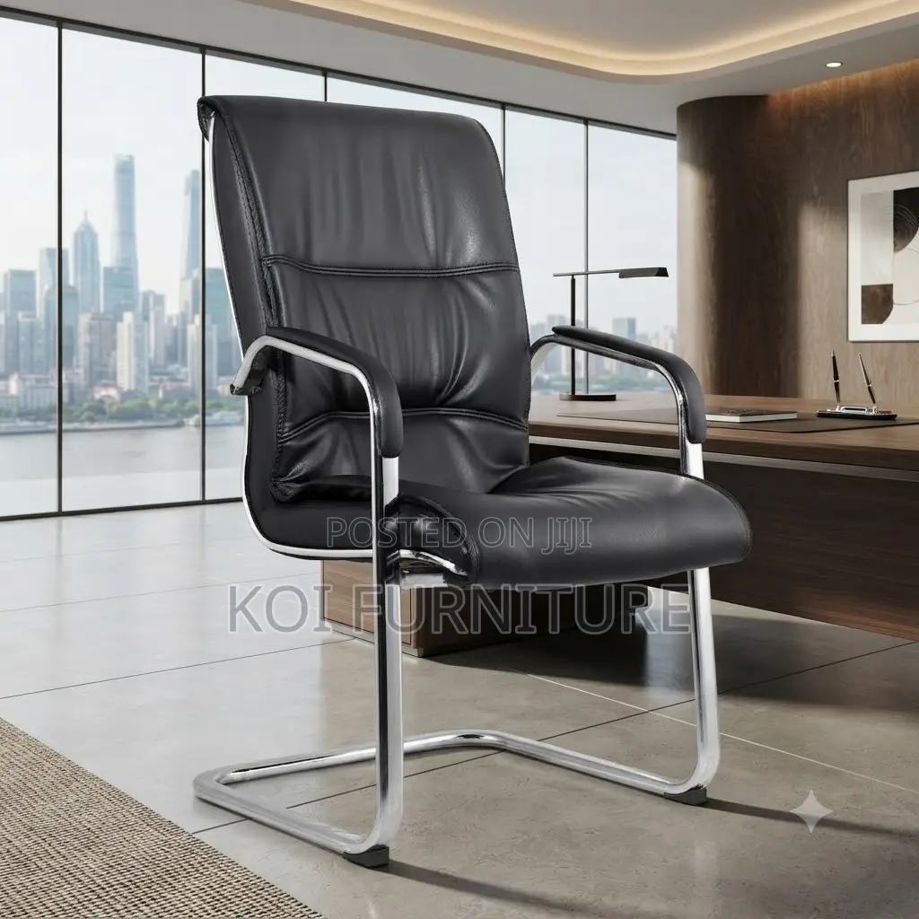 Office Chairs; Leather Office Visotors Chair With Sledding Legs