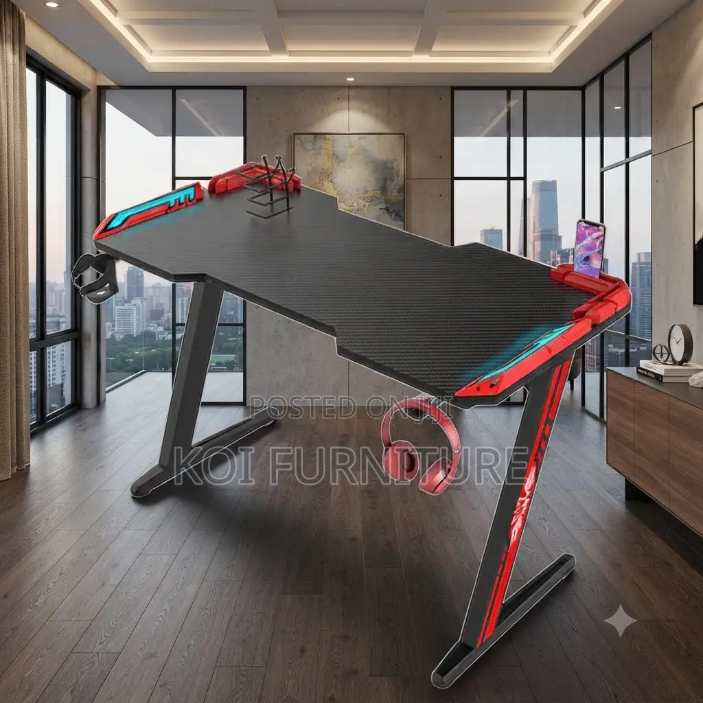Office Desk; Home Office Computer Gaming Desk With Led Lightings