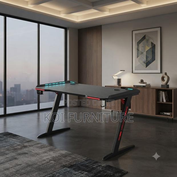 Office Desk; Home Office Computer Gaming Desk With Led Lightings - thumbnail 5