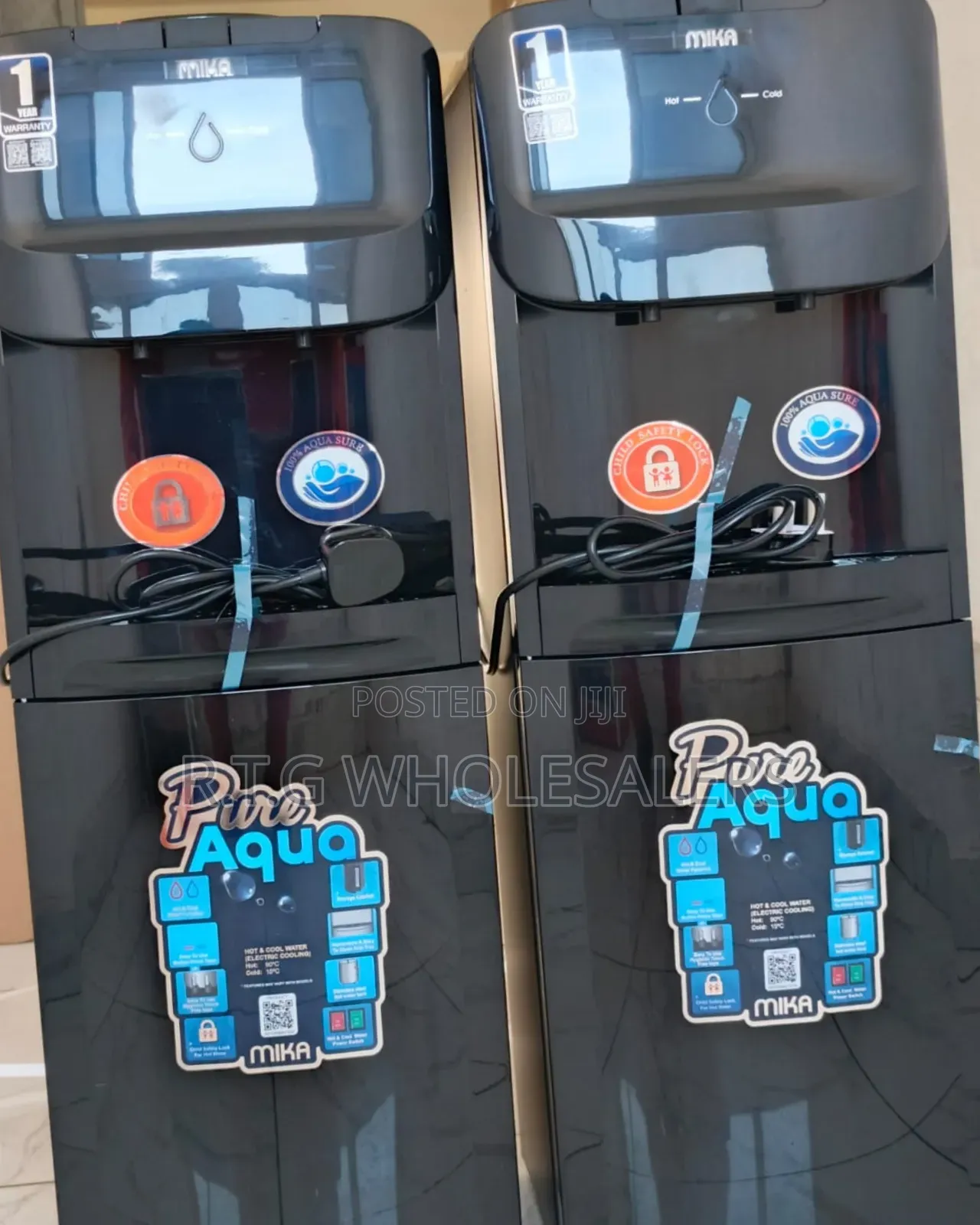 Mika Black Standing Water Dispenser With Hot Cold Function
