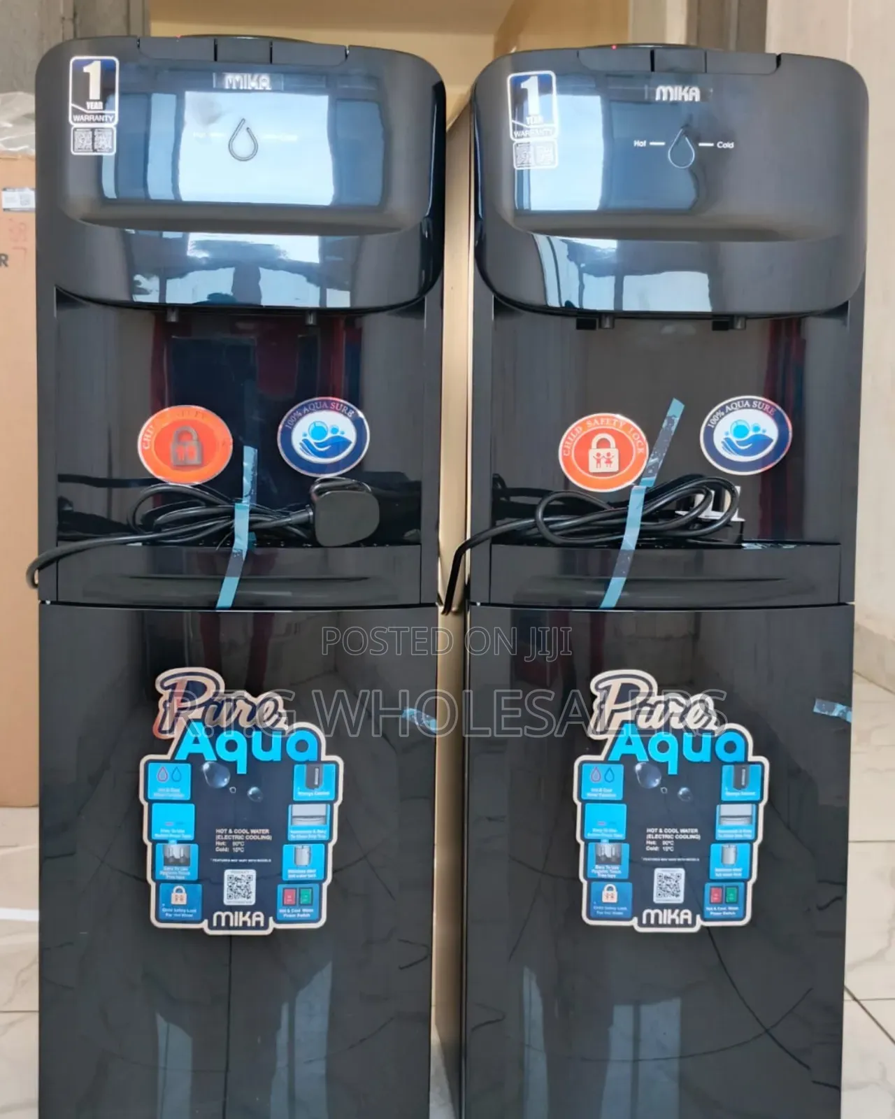 Mika Black Standing Water Dispenser With Hot Cold Function