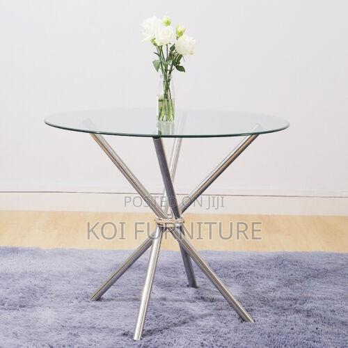 Home Tables; Round Glass Top Coffee Dining Table - thumbnail 2