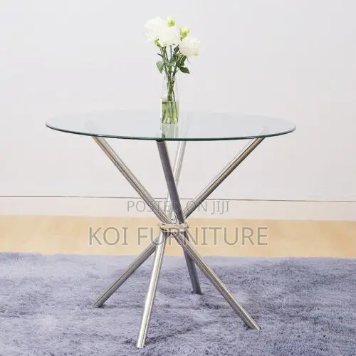 Home Tables; Round Glass Top Coffee Dining Table