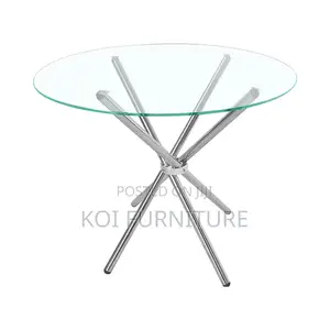 Home Tables; Round Glass Top Coffee Dining Table