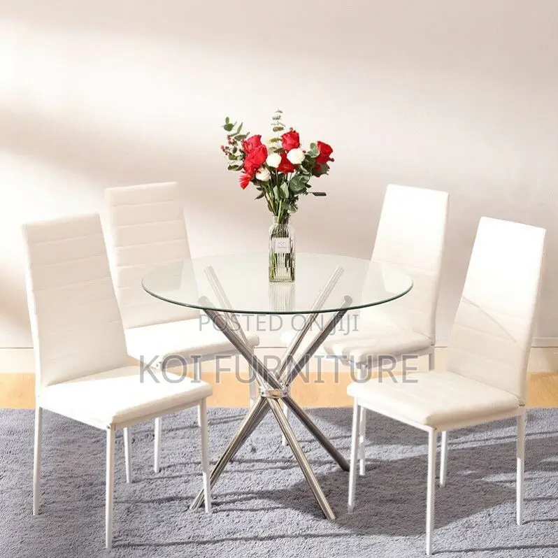 Home Tables; Round Glass Top Coffee Dining Table