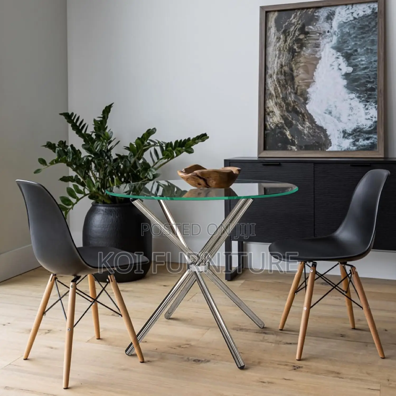 Home Tables; Round Glass Top Coffee Dining Table