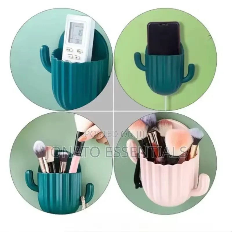 Wall Mounted Toothbrush Holder Makeup Organizer (No Drilling)