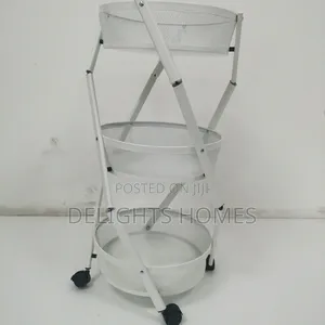 Heavy Duty Kitchen 3tier Foldable Trolley Storage Basket_tr