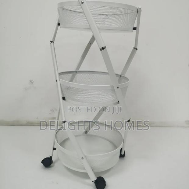 Heavy Duty Kitchen 3tier Foldable Trolley Storage Basket_tr - thumbnail 2