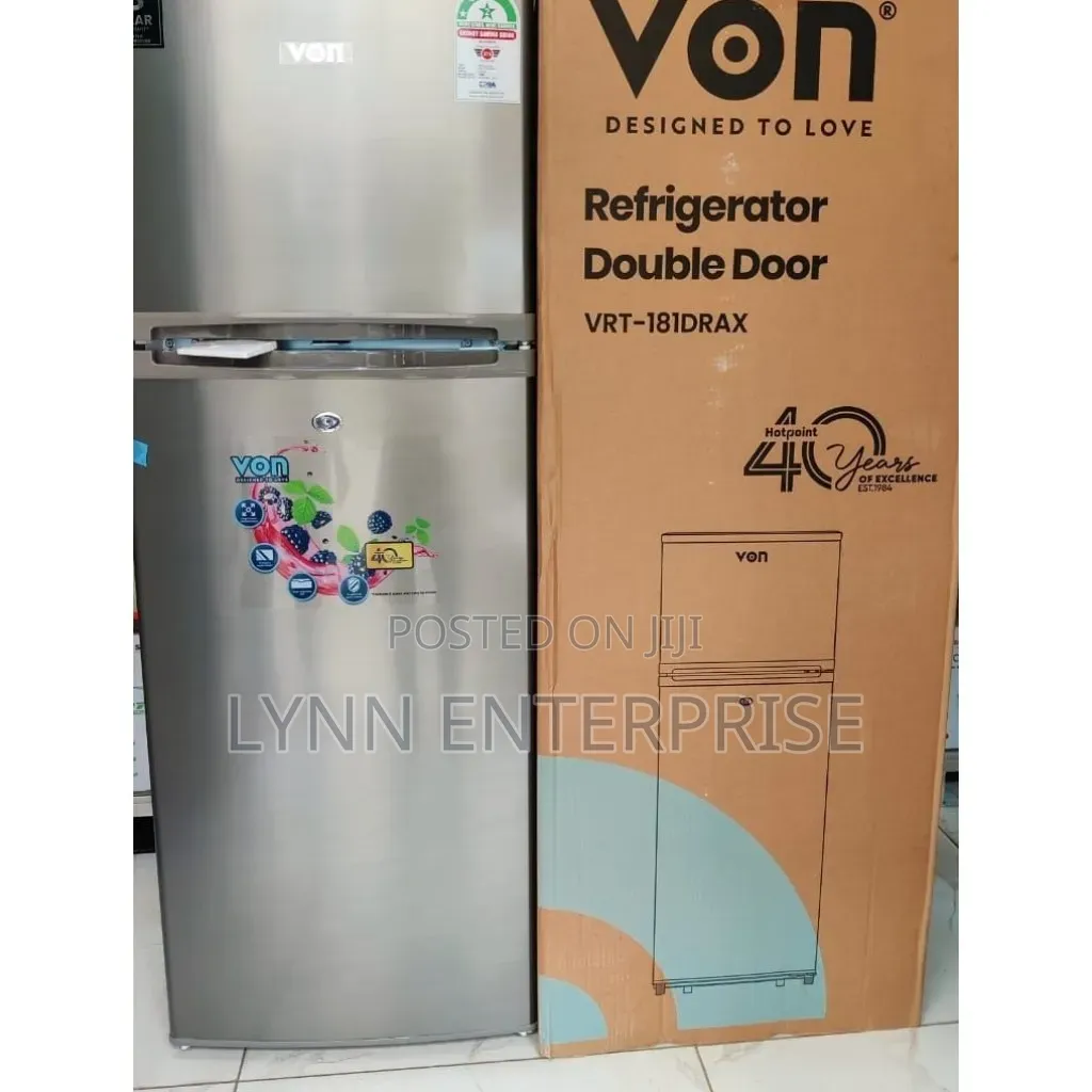 *Von Double Door Fridge 181litres Direct Cool
