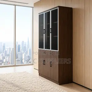 3-Door's Brown Wood Storage Cabinet