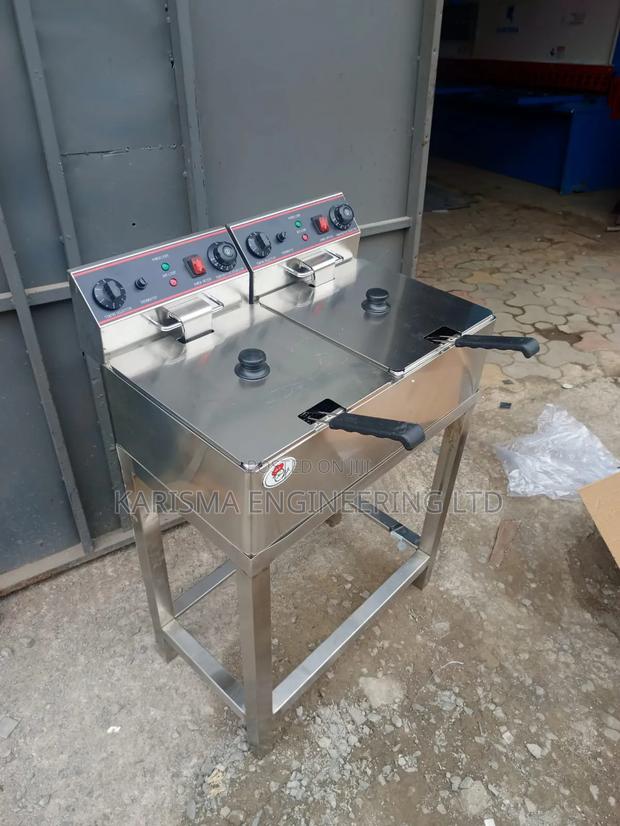 Stainless Steel Commercial Double Deep Fryer,