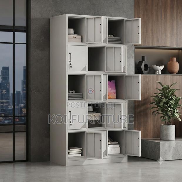 Office Cabinet; 15 Lock Steel Lockable Office Industrial-Grade Cabinet
