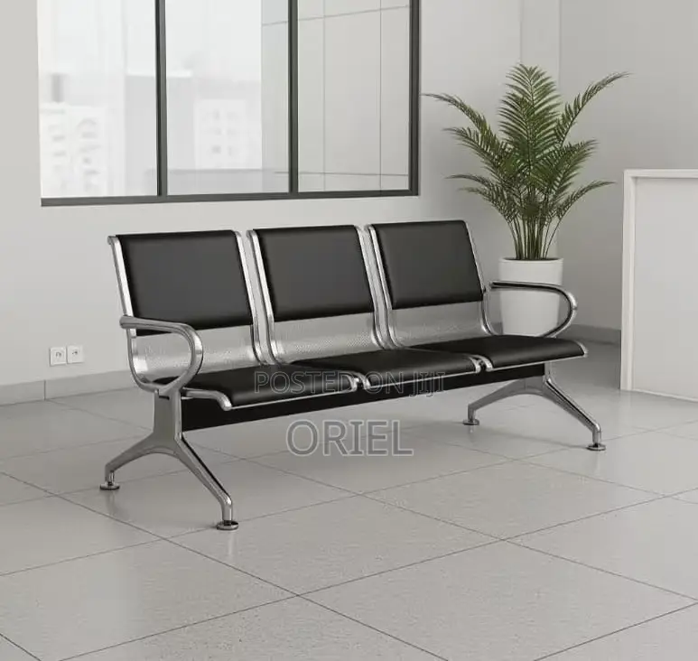 Office Bench: 3 Seater Metal Linked Padded Bench