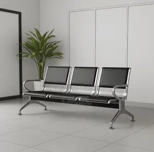 Office Bench: 3 Seater Metal Linked Padded Bench