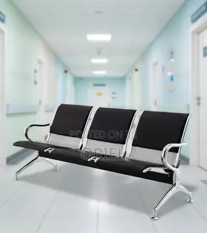 Office Bench: 3 Seater Metal Linked Padded Bench