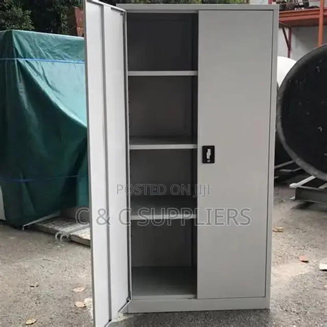 2-Door Metallic White File Cabinet