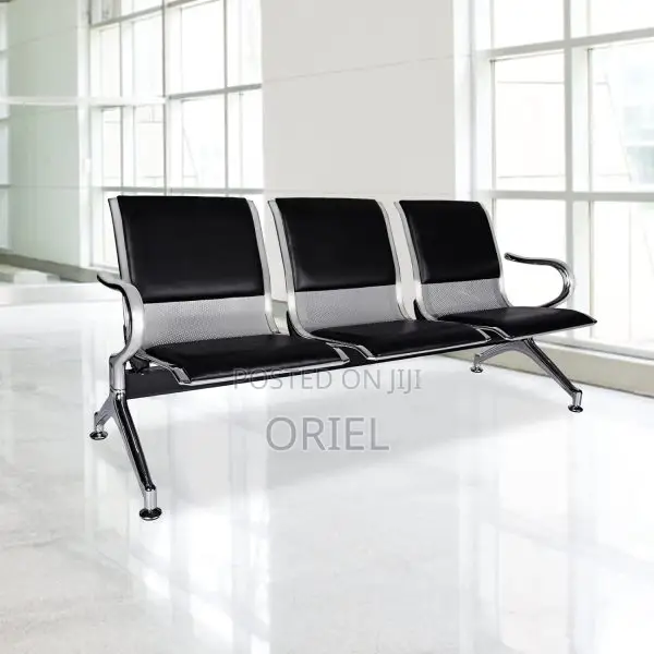 Office Bench: 3 Seater Metal Linked Padded Bench