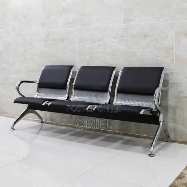 Office Bench: 3 Seater Metal Linked Padded Bench
