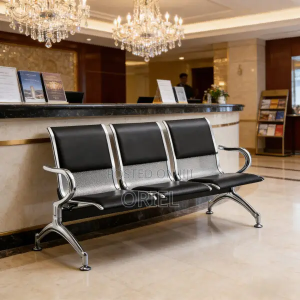 Office Bench: 3 Seater Metal Linked Padded Bench