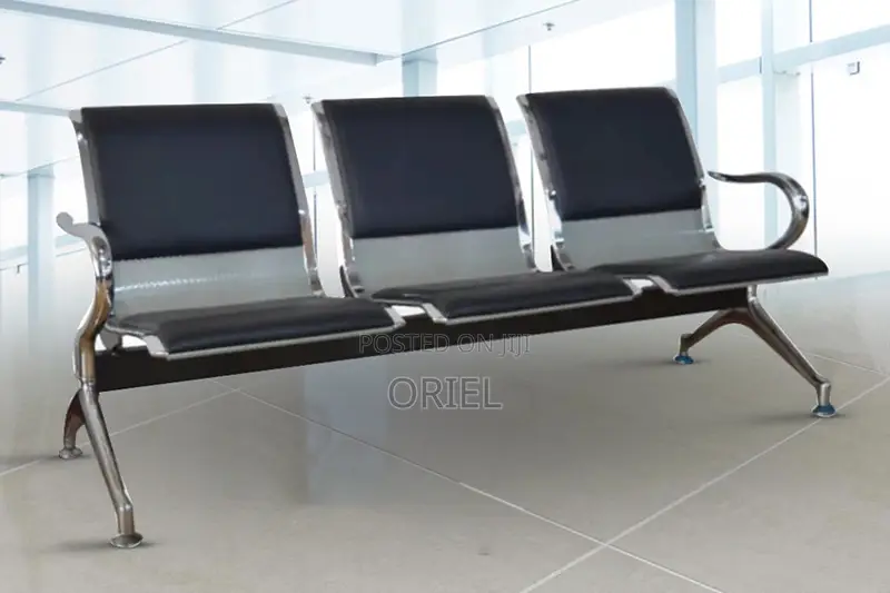 Office Bench: 3 Seater Metal Linked Padded Bench