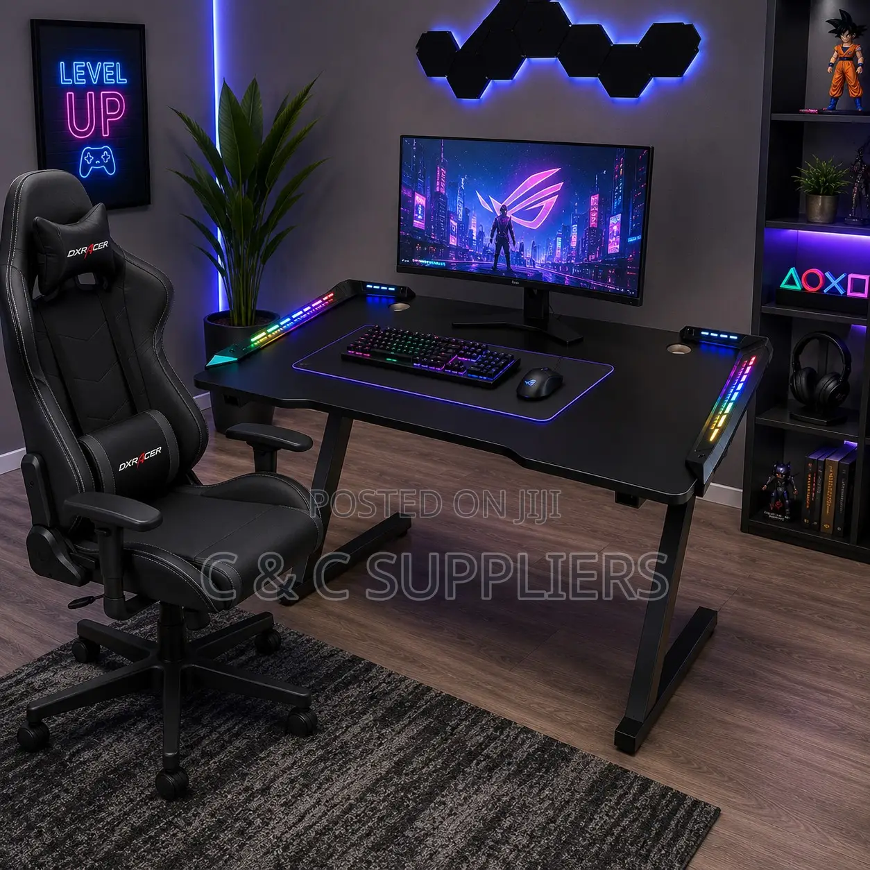 Black Ergonomic Gaming Desk-120cm
