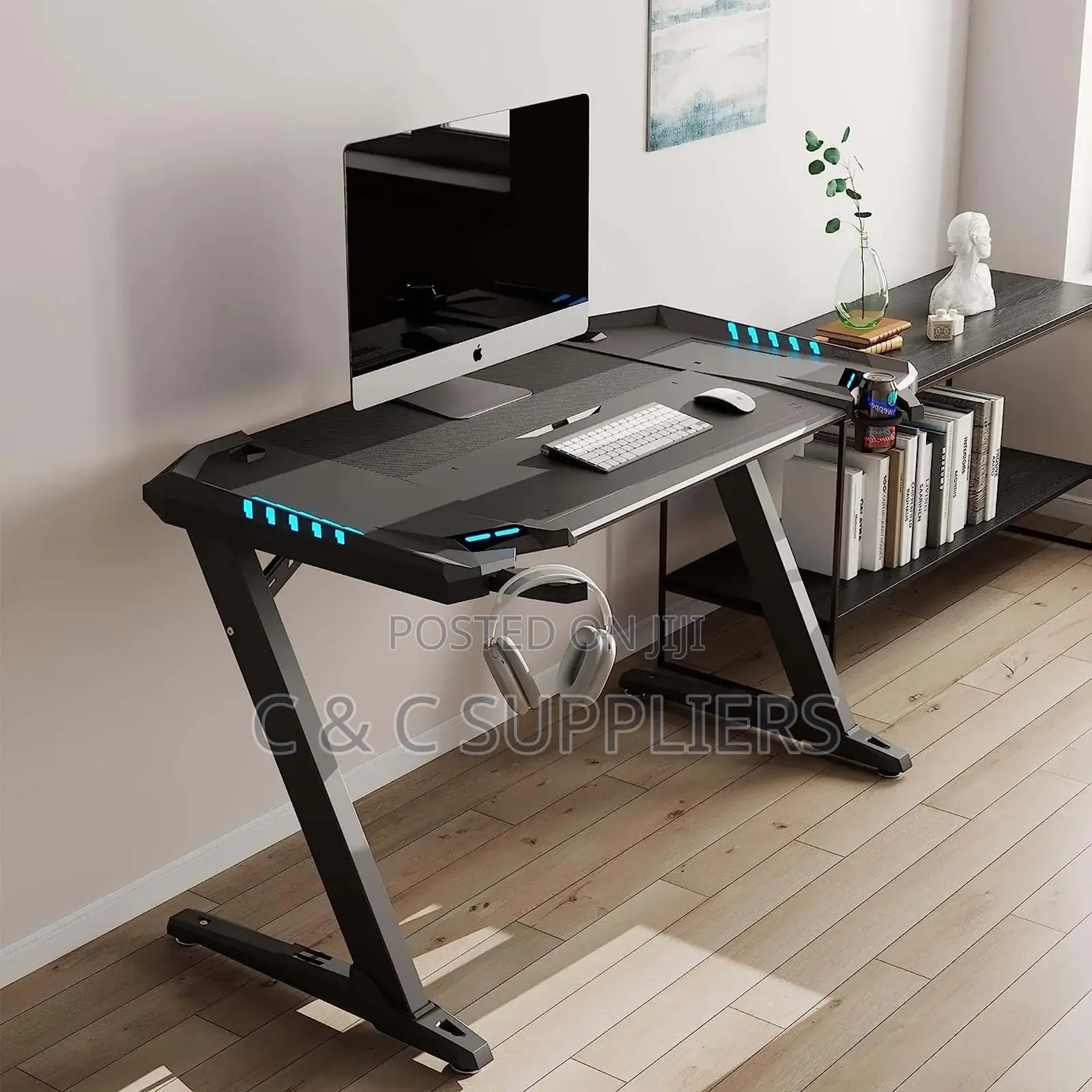 Black Ergonomic Gaming Desk-120cm