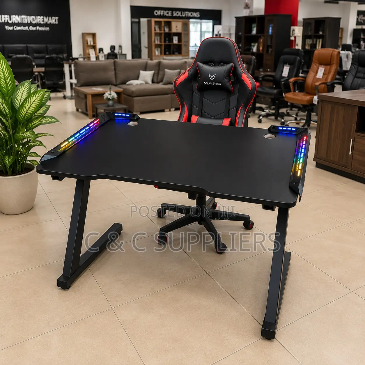 Black Ergonomic Gaming Desk-120cm