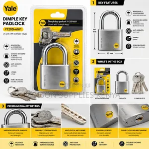 60mm Yale Dimple Key Padlock, Weather Resistant, Anti-theft Padlock