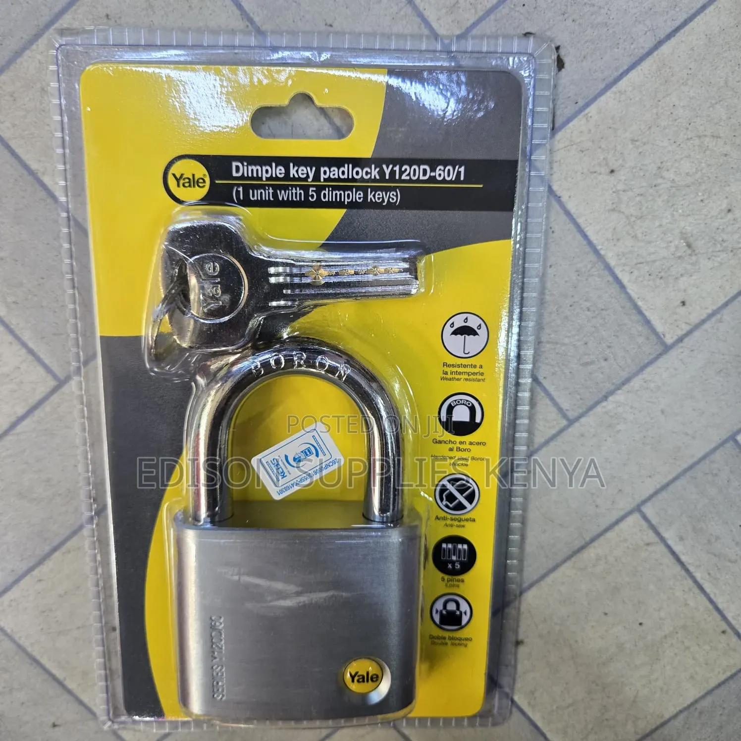 60mm Yale Padlock Dimple Keyed Padlock 5 Keys Theft Weather Resistant