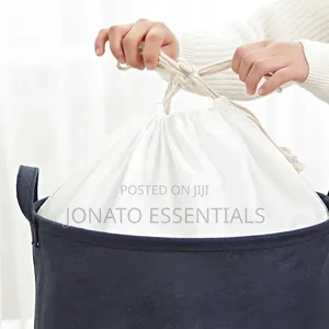Foldable Canvas Laundry Basket Organizer With Drawstring