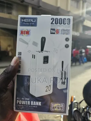 Hepu 20,000mah White Brandable Powerbank With Cables