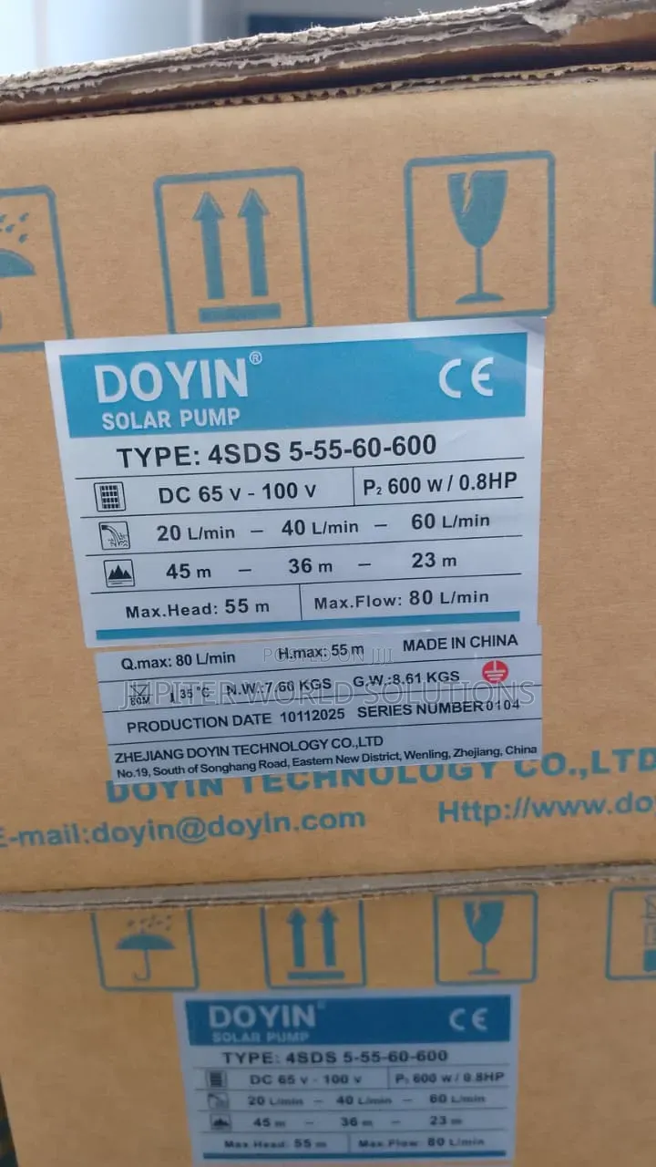 Doyin Solar Pump 600w, 0.8hp, 80m Max