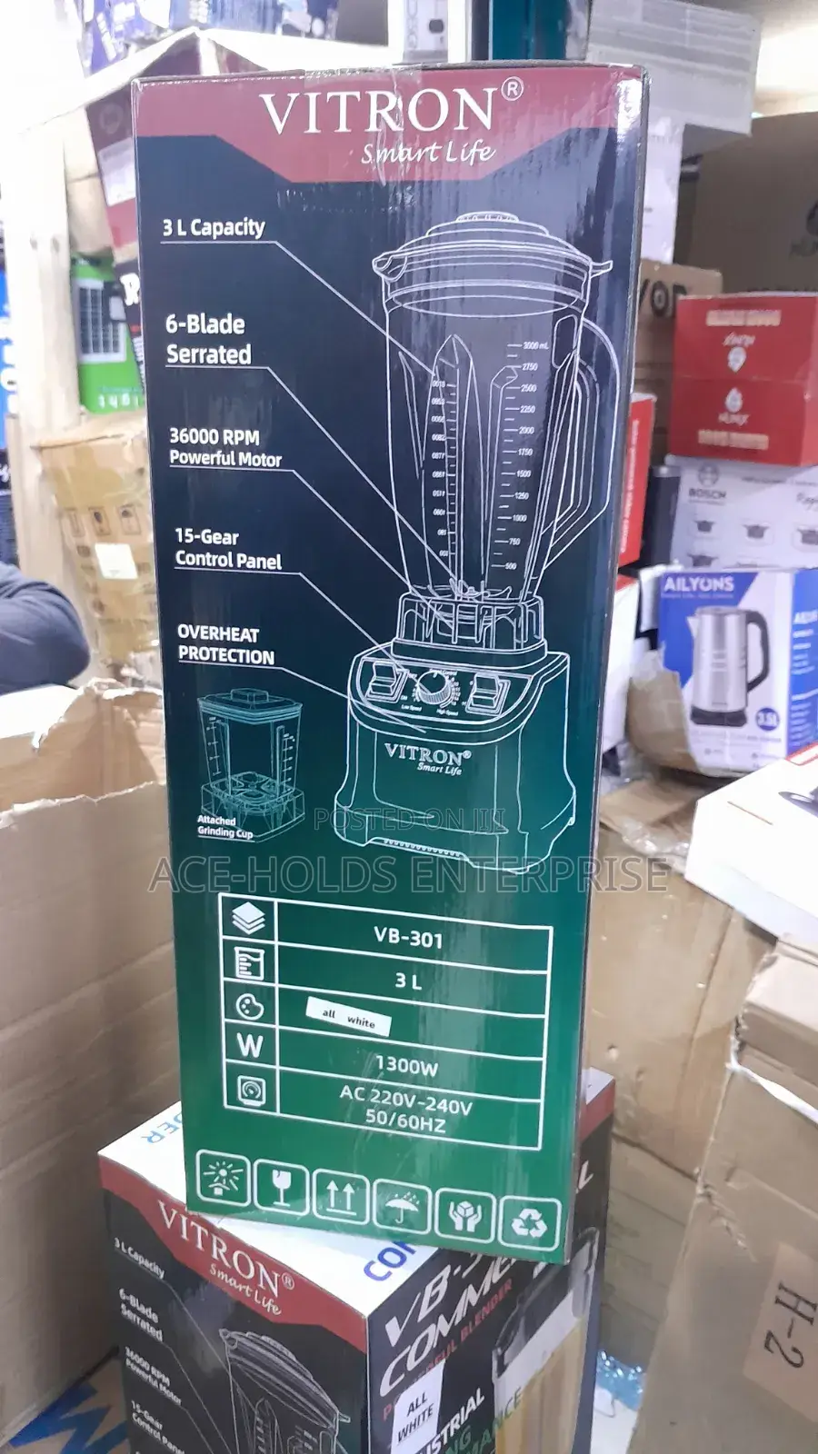 3 Litres - Vitron Commercial Blender 6 Blades (1300watts)