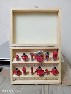 12pcs Router Bit Set 8mm Shank With Wooden Storage Box – Brand New