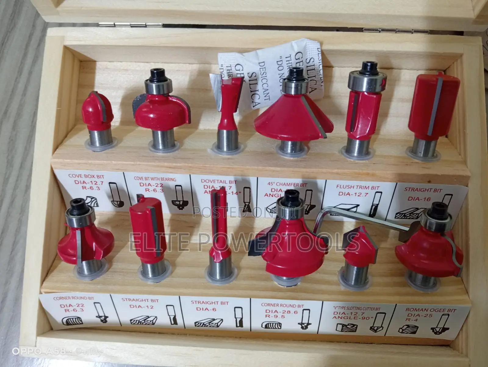 12pcs Router Bit Set 8mm Shank With Wooden Storage Box – Brand New