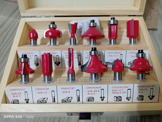 Professional 12pcs 8mm Router Bit Set For Woodworking With Wooden Case