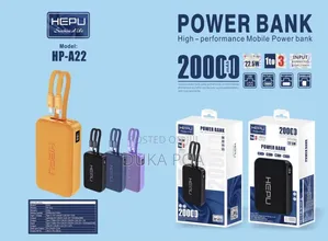 Hepu Powerbank 20,000 Mah U Ique and Sleek Powerbank With Cables