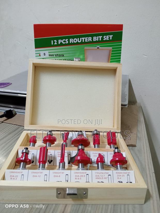 12pcs Tungsten Carbide Router Bit Set 8mm Shank With Wooden Storage