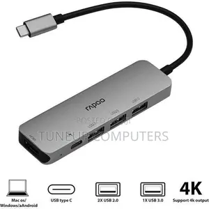 Rapoo Type C - 5 in 1 With Hdmi, 3 Usb 3.0 Ports, Type C Charging